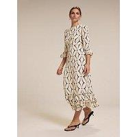 Mint Velvet Geo Print Ruffle Midi Dress