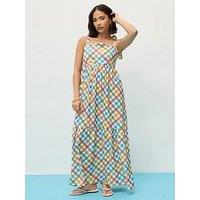 Pixiegirl Petite Gingham Shoulder Tie Maxi Dress - Red