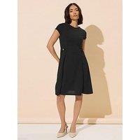 Pixiegirl Petite Waist Button Skater Mini Dress - Black