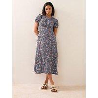 Pixiegirl Petite Boho Ditsy Midi Dress - Natural