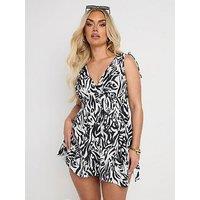 Yours Curve Abstract Animal Swimdress - Black