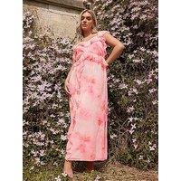 Yours Curve Ruffle Maxi Dress - Pink