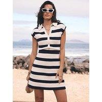 Mint Velvet Navy Stripe Knit Mini Dress - White
