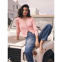 Mint Velvet Scallop Rib Cardigan - Pink