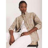 Mint Velvet Neutral Washed Utility Jacket - White