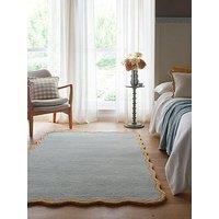 Very Home Scalloped Elsie Wool Rug &Ndash; Duck Egg And Ochre