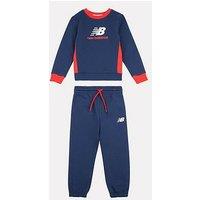 New Balance Kids Boys Contrast French Terry Crew & Jogger Set - Navy