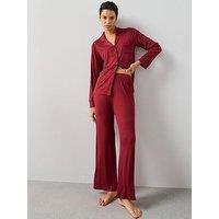 The Very Collection Ribbed Soft Touch Revere Pyjama Set - Red