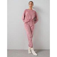 The Very Collection Aop Fleece Love Top And Jogger Loungewear Set - Pink