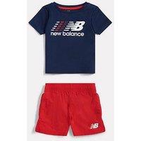 New Balance Kids Boys Contrast Athletic Tee & Nylon Short Set - Red/Navy