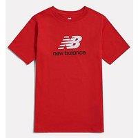 New Balance Junior Boys Jersey Stacked Logo T-Shirt - Red