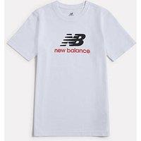 New Balance Junior Boys Jersey Stacked Logo T-Shirt - White