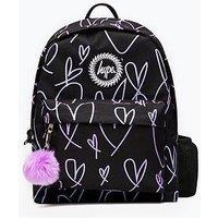Hype Girls Glitter Scribble Hearts Backpack - Black