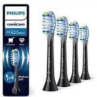 Philips Sonicare C3 Premium Plaque Defence, Genuine Replacement Toothbrush Heads, Black, 4 Pack, Hx9044/88