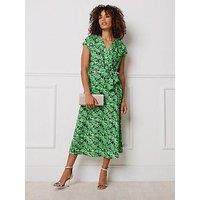 M&Co Floral Side Twist Dress - Green
