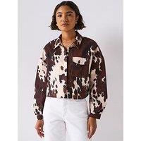 Only Canny Long Sleeve Woven Boxy Shirt - Brown