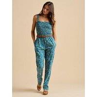 Brakeburn Teal Shoreline Meadow Jumpsuit