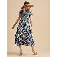 Brakeburn Ikat Maxi Shirt Dress - Navy