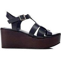 Moda In Pelle Quizette Leather Wedge Sandal - Black