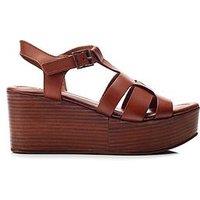 Moda In Pelle Quizette Leather Wedge Sandal - Tan