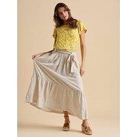 Brakeburn Stripe Paper Bag Skirt - Beige