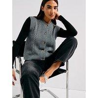 Levi'S Ines Cable Sweater Vest - Mid Heather Gray