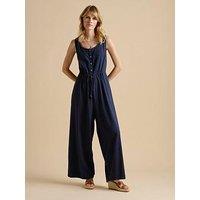 Brakeburn Embroidery Drawstring Tie Jumpsuit