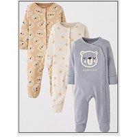 The Very Collection Baby Boys 3Pk Beary Cute Sleepsuits