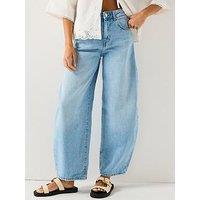 Only Taylor High Waist Barrel Leg Jeans - Blue