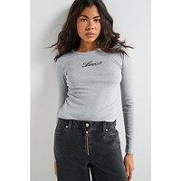 Levi'S Graphic Rickie Long-Sleeve T-Shirt - Glitter Script Starstruck Heather - Grey