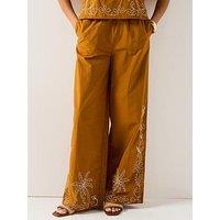 Jdy Embroidered Woven Trousers - Mustard