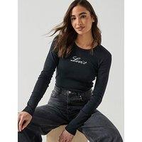 Levi'S Graphic Rickie Long-Sleeve T-Shirt Glitter Script - Black