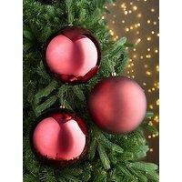Festive Set Of 3 Jumbo 20 Cm Christmas Baubles - Red