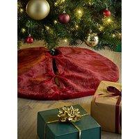 Festive Burgundy Faux Fur Christmas Tree Skirt - 90 Cm