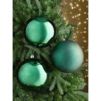 Festive Set Of 3 Jumbo 20 Cm Christmas Baubles - Green