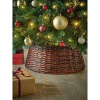Festive Dark Brown Willow Christmas Tree Skirt - 50 X 70 Cm