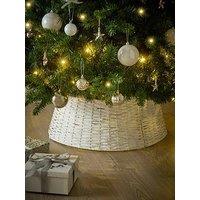 Festive White Wash Willow Christmas Tree Skirt - 50 X 70 Cm