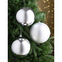 Festive Set Of 3 Jumbo 20 Cm Christmas Baubles - Silver