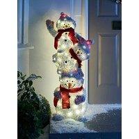 Festive 105 Cm Lit Snowy Snowman Family Outdoor Christmas Decoration