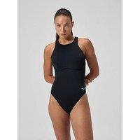 Speedo Womens Racer Zip Swimsuit With Built In Swim Bra - Grey