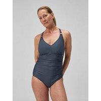 Speedo Womens Shaping V Neck 1 Piece Swimsuit - Grey