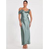 Quiz Sage Satin Drop Shoulder Maxi Dress