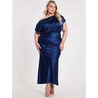 Quiz Curve Navy Satin Maxi Dress