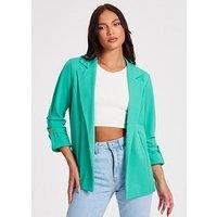Quiz Jade Ruched Sleeve Blazer
