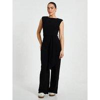Quiz Petite Black Tie Waist Jumpsuit