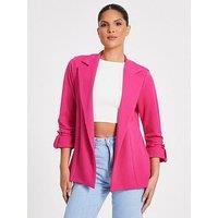 Quiz Pink Ruched Sleeve Blazer