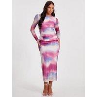Quiz Pink Marble Print Midaxi Dress