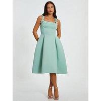 Quiz Sage Diamante Bow Midi Dress