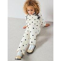The Very Collection Girls Soft Touch Polka Dot With Velvet Bow Trims Set - Black/White
