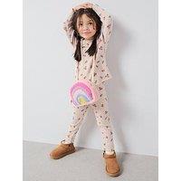 The Very Collection Girls Soft Touch Printed Top And Legging Set - Flower Print
